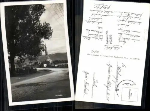 102456,Zeltweg Strassenpartie vorm Ort 1938