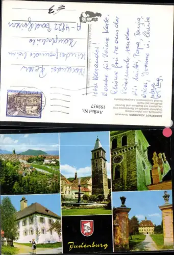 193957,Judenburg v. Kalvarienberg Grubhofer Schlössl Hauptplatz m. Stadtturm u. Brunnen Schloss Liechtenstein