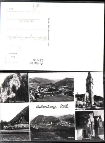 237210,Judenburg Totale Turm Brunnen Burghof Ruine u. Schloss Lichtenstein Mehrbildkarte