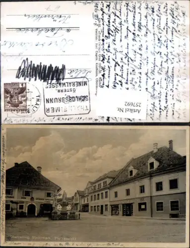 257692,Oberzeiring Platzansicht Straßenansicht Marienstatue Gasthaus zum grünen Specht Geschäft Karl Engele