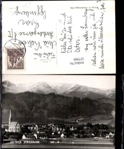257909,Zeltweg Teilansicht Kirche Bergkulisse