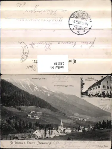 258139,St. Johann am Tauern Totale m. Bruderkogel u. Bösensteingruppe Gasthof Oswald Fritz Mehrbildkarte