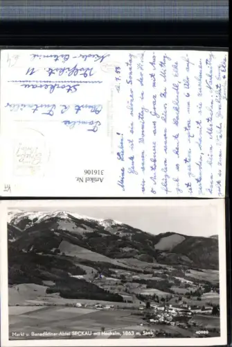 316106,Markt u. Benediktiner-Abtei Seckau Totale m. Hochalm Bergkulisse