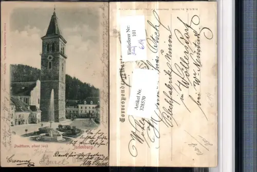 328570,Reliefkarte Judenburg Stadtturm Turm Springbrunnen