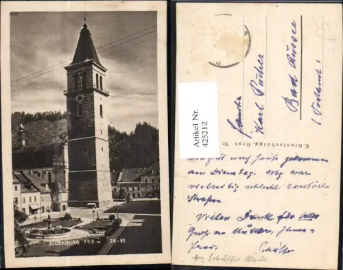 425212,Judenburg Stadtturm Brunnen Springbrunnen