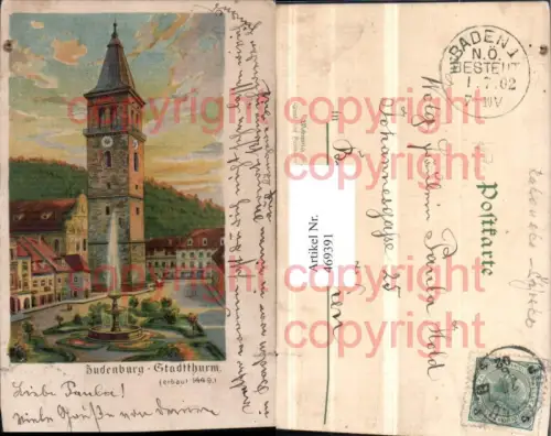 469391,Litho Judenburg Stadtturm Turm Brunnen