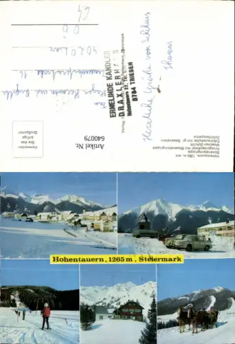 640079,Mehrbild Ak Hohentauern VW Käfer Wintersport Pferdeschlitten