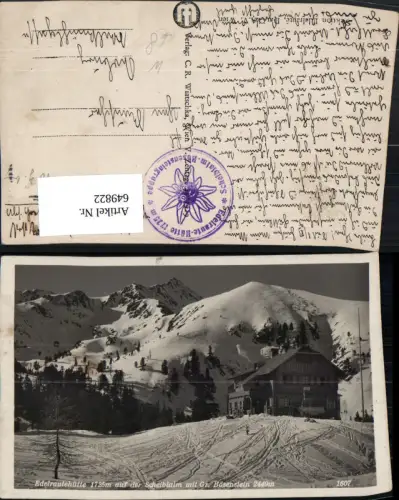 649822,Foto Ak Hohentauern Edelrautehütte auf d. Scheiblalm m. Gr. Bösenstein Winteransicht
