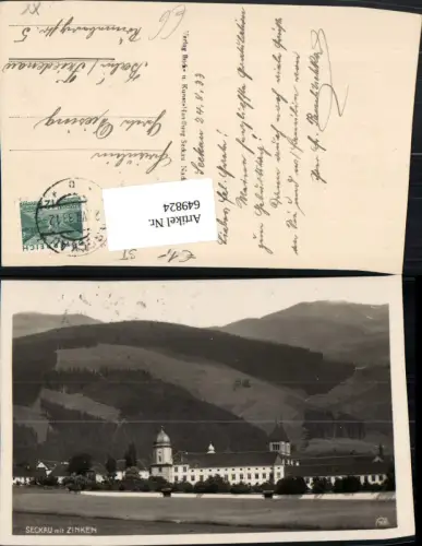 649824,Foto Ak Seckau m. Zinken Ansicht m. Abtei