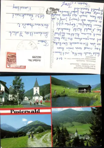 663299,Mehrbild Ak Pusterwald Pfarrkirche Fischteich Dorfansicht