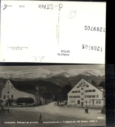 667334,Foto Ak Knittelfeld Kapuzinerkirche Postgebäude mit Zinken Post