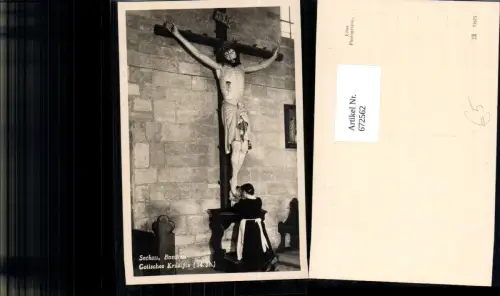 672562,Foto Ak Seckau Basilika Gotisches Kruzifix Beten Religion