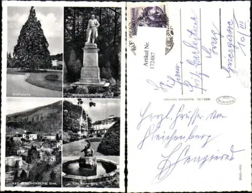 172487,Bad Gleichenberg b. Feldbach Wellingtonia Villa Wickenburg Denkmal Mehrbildkarte
