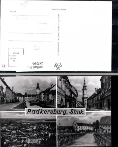 287396,Radkersburg Totale Straßenansicht Brücke Turm Mehrbildkarte