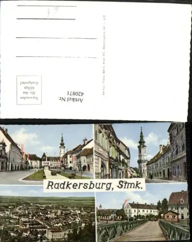 420871,Radkersburg Totale Hauptplatz Turm Brücke Mehrbildkarte
