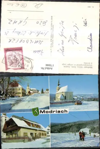173044,Modriach Winter Ortsansicht Kirche Skilift Mehrbildkarte