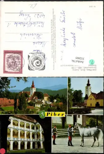 352805,Piber Totale Barockschloss Lippizaner Pferd Mehrbildkarte