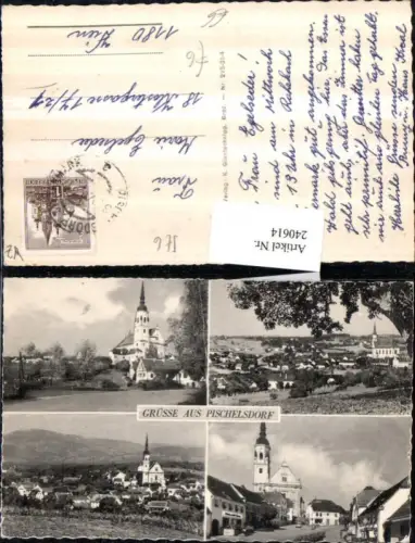 240614,Grüße aus Pischelsdorf Totale Kirche Mehrbildkarte