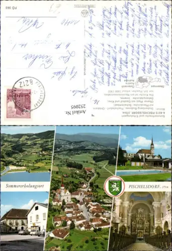 252095,Pischelsdorf Totale Kirche Innenansicht Schwimmbad Freibad Gasthof u. Kino Mehrbildkarte pub Alpine Luftbild 363