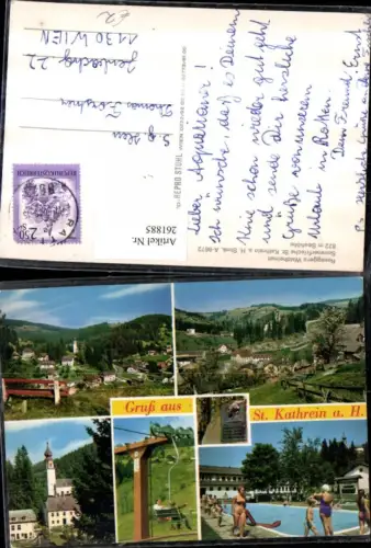 261885,Gruß aus St. Kathrein am Hauenstein Totale Kirche Sessellift Freibad Mehrbildkarte