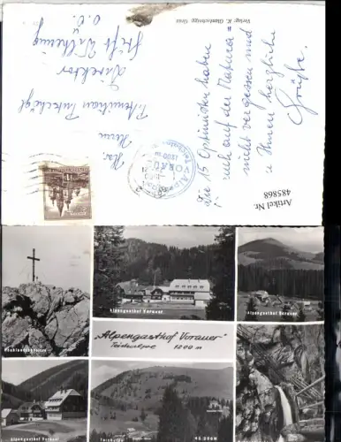 485868,Teichalpe b. Fladnitz Alpengasthof Vorauer Wasserfall Kreuz Mehrbildkarte