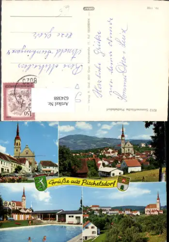 624388,Mehrbild Ak Pischelsdorf Pischelsdorf am Kulm Schwimmbad Hauptplatz Kirche