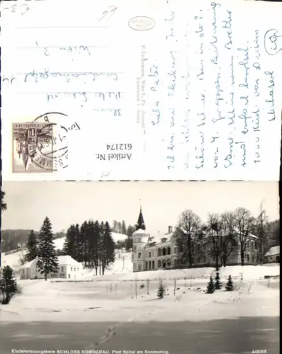 612174,Foto Ak Schloss Sommerau Post Spital a. Semmering Winteransicht