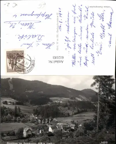 612183,Foto Ak Steinhaus a. Semmering Ansicht m. Brücke Viadukt