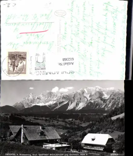 612368,Foto Ak Untertal b. Schladming Gasthof Michlbauer geg. Dachstein