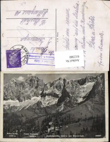 612380,Foto Ak Ramsau a. Dachstein Austriahütte m. Brandriedl