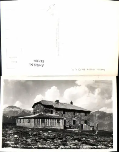 612384,Foto Ak Alois-Günther-Haus a. Stuhleck geg. Rax Schneeberg