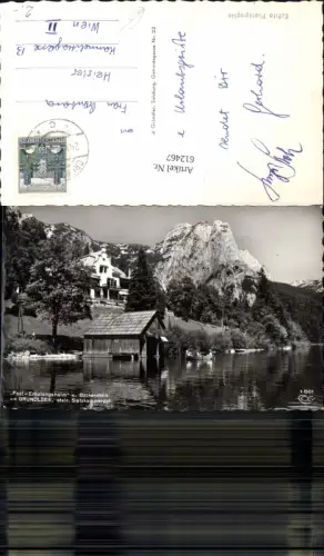 612467,Foto Ak Grundlsee Post-Erholungsheim u. Backenstein Ruderboot Boot