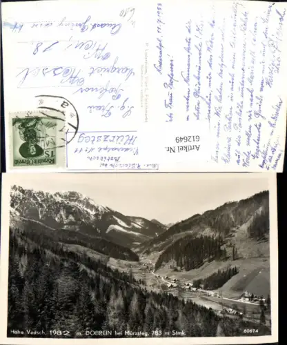 612649,Foto Ak Hohe Veitsch Dobrein b. Mürzsteg