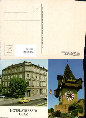 613480,Mehrbild Ak Graz Hotel Strasser Uhrturm Hotel Strasser