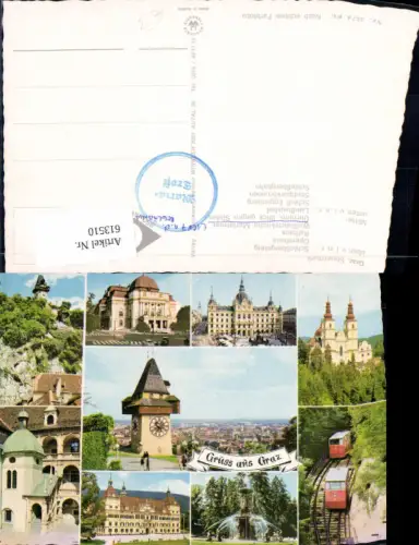 613510,Mehrbild Ak Graz Schlossbergbahn Rathaus Mariatrost Uhrturm