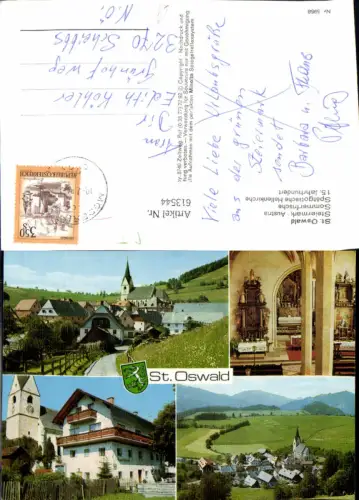 613544,Mehrbild Ak St Oswald Hallenkirche Kirche Innen Dorfmotiv