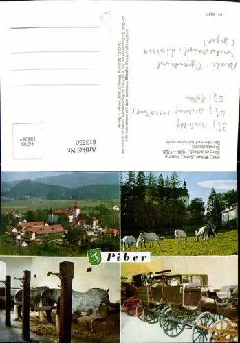 613550,Mehrbild Ak Piber Köflach Barockschloss Staatsgestüt Lipizzanerzucht Lipizzaner Pferde Kutsche