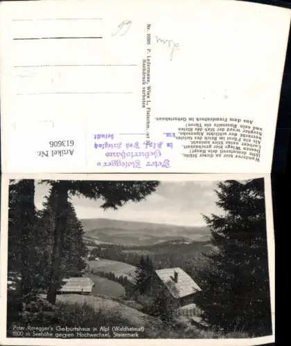 613606,Alpl b. Krieglach Geburtshaus Peter Rosegger geg. Hochwechsel