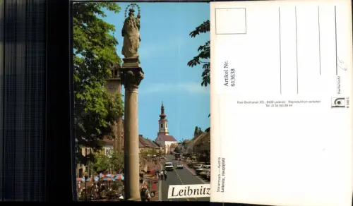 613638,Leibnitz Ansicht Kirche Pestsäule Mariensäule