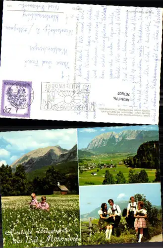 707802 Mehrbild AK Bad Mitterndorf Narzissenwiese mit Grimming Obersdorf Hinterberger Trachtengruppe