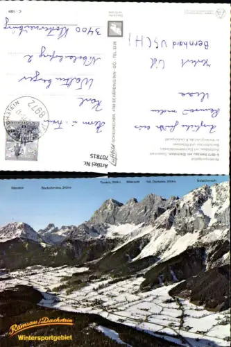 707815 Ramsau am Dachstein mit Bischofsmütze und Rötelstein Kulmbergwand Winteransicht
