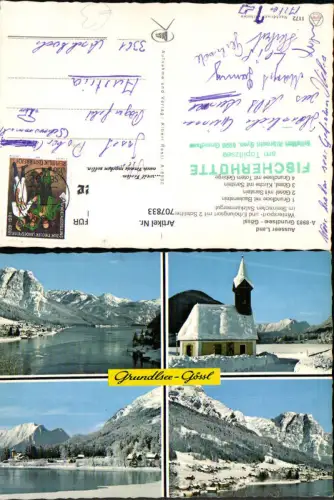 707833 Mehrbild AK Grundlsee Gössl Winteransicht Kirche mit Sarstein