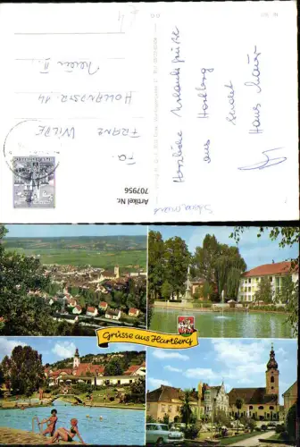 707956 Mehrbild AK Hartberg Ansichten Freibad Kirche Brunnen