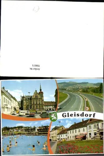708071 Mehrbild AK Gleisdorf Ansichten Freibad Hauptplatz VW Käfer Autobahn
