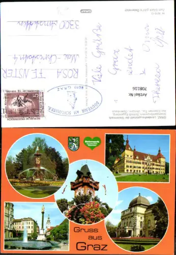 708116 Mehrbild AK Graz Stadtparkbrunnen Uhrturm Opernhaus Am Eisernen Tor