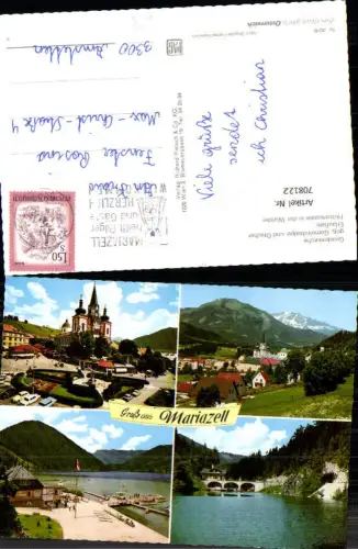 708122 Mehrbild AK Mariazell Gnadenkirche Gemeindealpe u. Ötscher Erlaufsee Huberturssee in der Walster