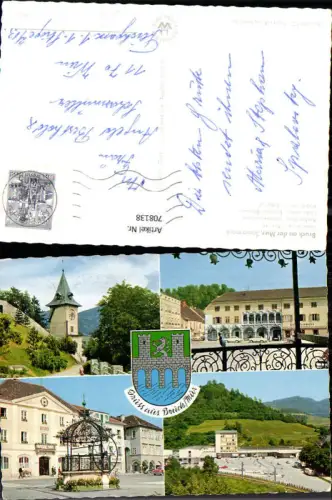 708138 Mehrbild AK Bruck a. d. Mur Uhrturm Kornmesserhaus Eiserner Brunnen Bahnhof
