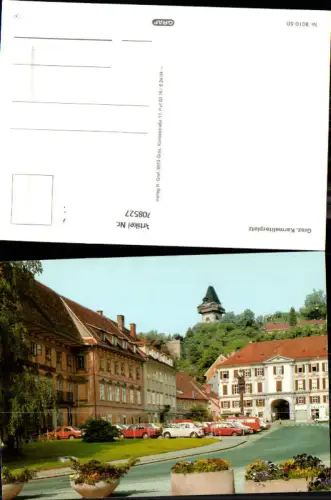 708527 Graz Karmeliterplatz Ansicht mit Uhrturm VW Käfer