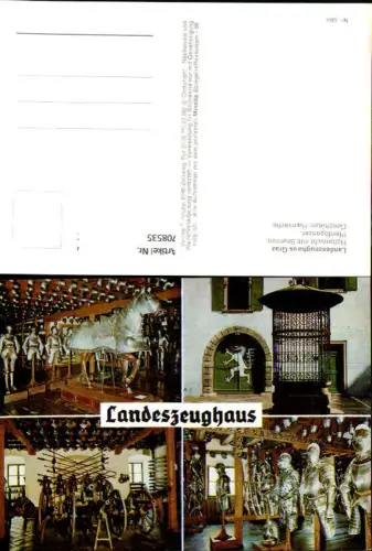 708535 Mehrbild AK Graz Landeszeughaus Hofansicht Pferdepanzer Geschütze Harnische Ritter Rüstung