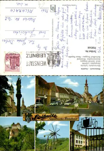 708568 Mehrbild AK Leibnitz Hauptplatz Schloss Seggau Weinland Mariensäule